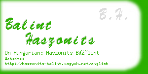 balint haszonits business card